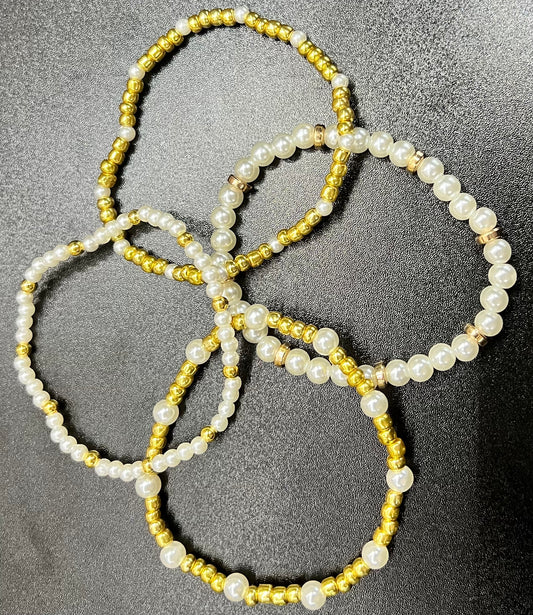 Pearl and Gold bracelet stack