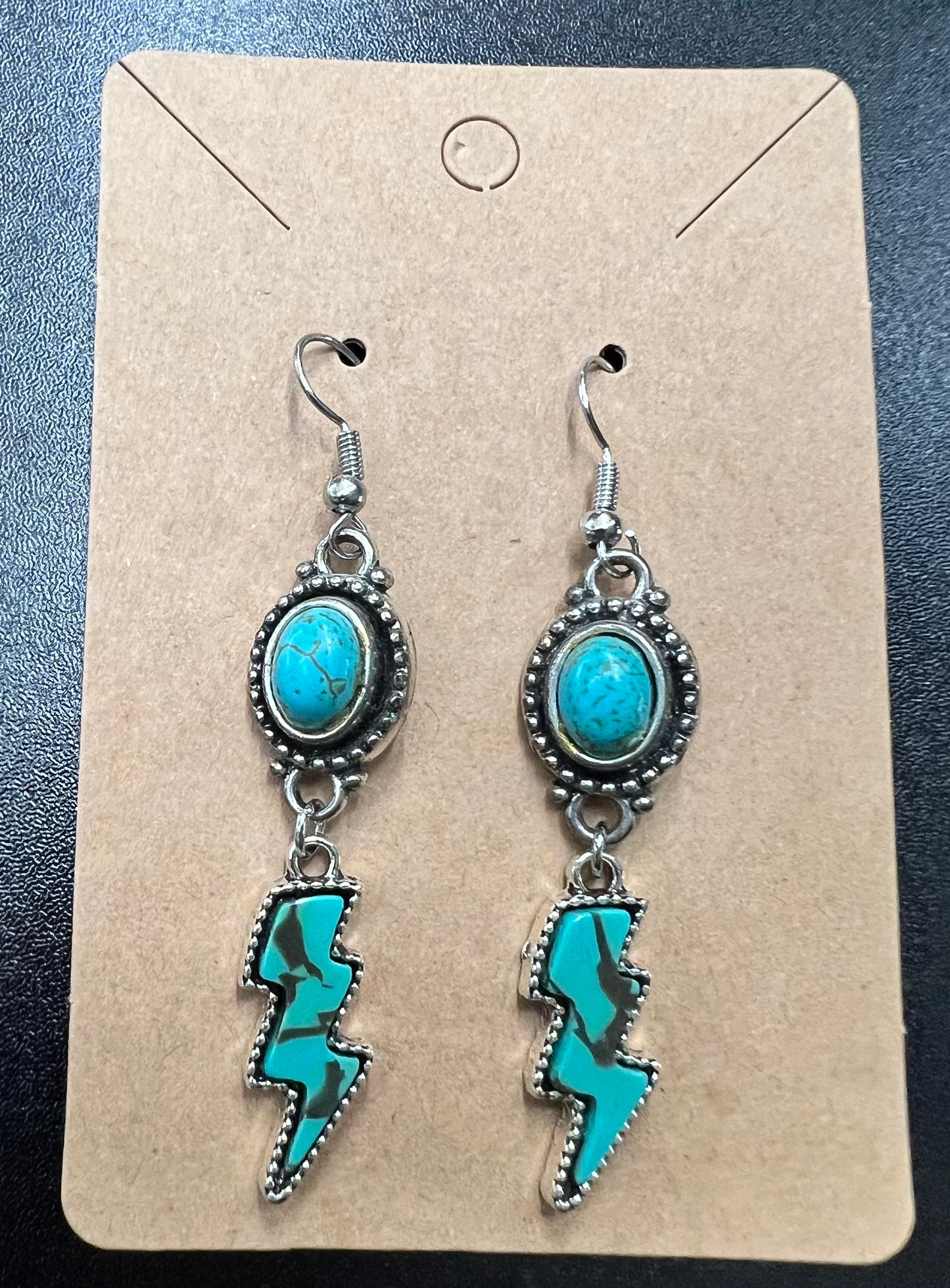 Turquoise and lightning bolt earrings